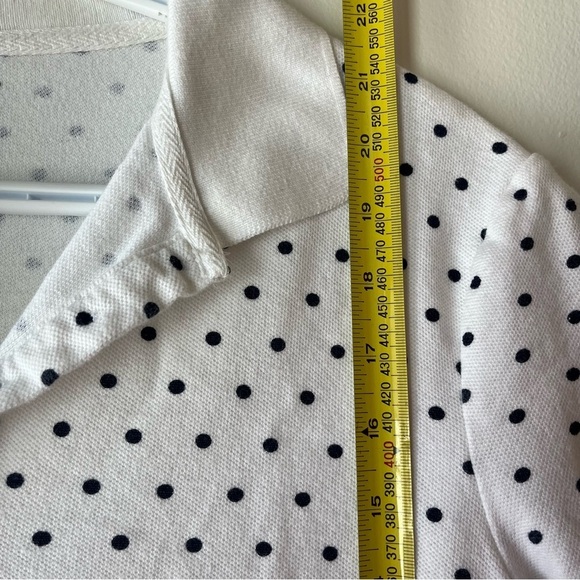 Y2K Kim Rogers White Polka Dot Cotton Polo Shirt Preppy Mod Retro Tee Small - Picture 6 of 12